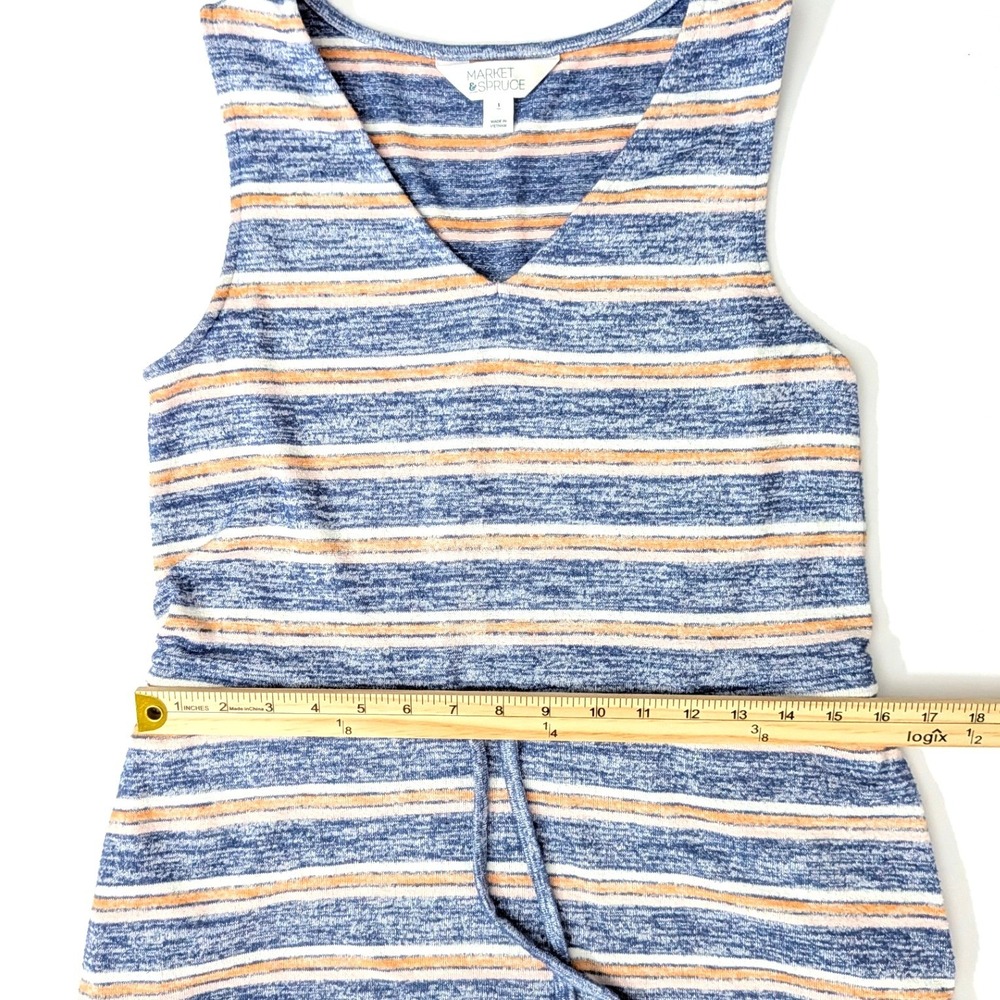 Market & Spruce Striped Knit Dress Sleeveless Drawstring Waist Pockets Coastal S - Picture 13 of 13